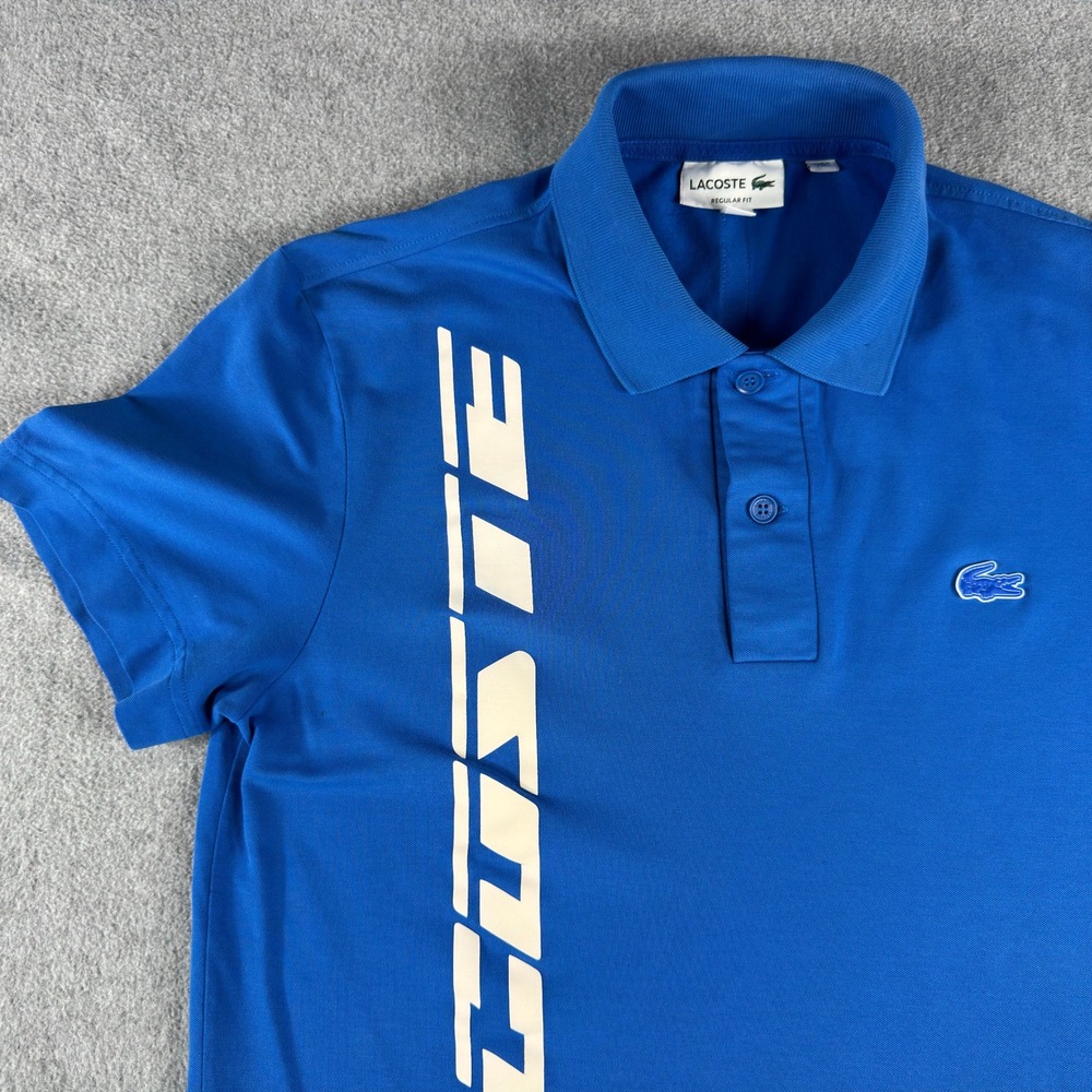 Lacoste Polo Shirt Mens M Blue Logo Short Sleeve